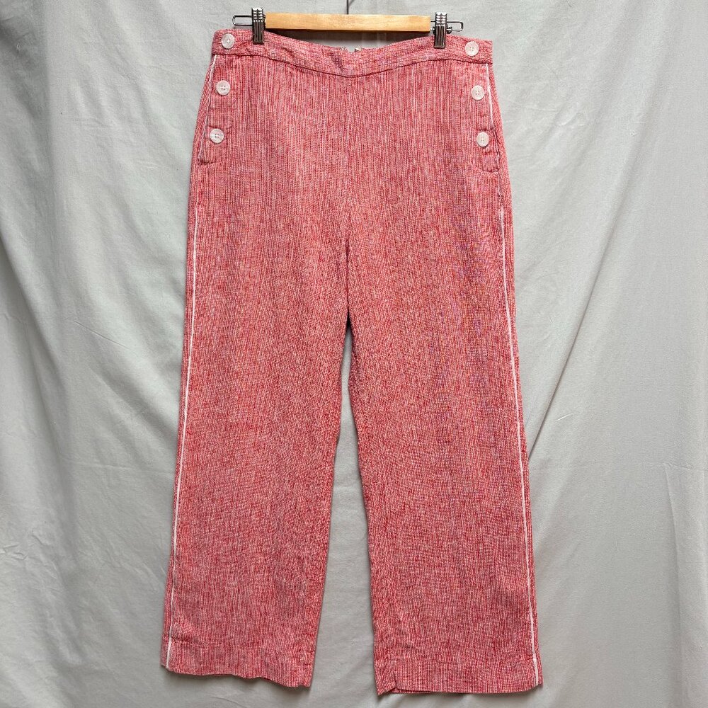 Banana Republic Linen Blend Wide Leg Sailor Pants in Coral/Rose